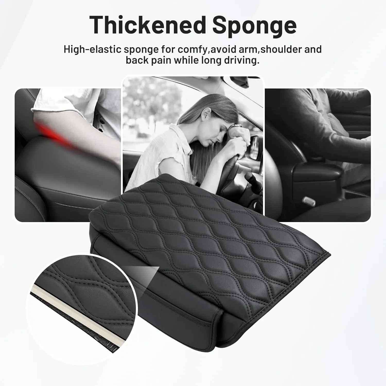 Autorder Center Console Cover for 2021-2024 2025 Jeep Grand Cherokee L Accessories Armrest Cushion Cover Nappa Leather Middle Console Covers Grand Cherokee L Console Cushion Pad Anti-Scratch