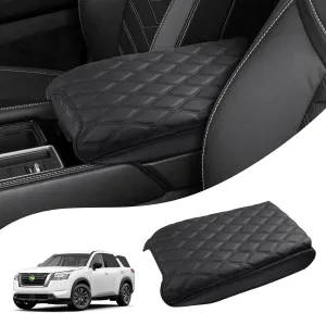 Autorder Center Console Cover for Nissan Pathfinder 2022 2023 2024 2025 Accessories Armrest Cushion Cover Nappa Leather Middle Console Covers Pathfinder Console Cushion Pad Anti-Scratch