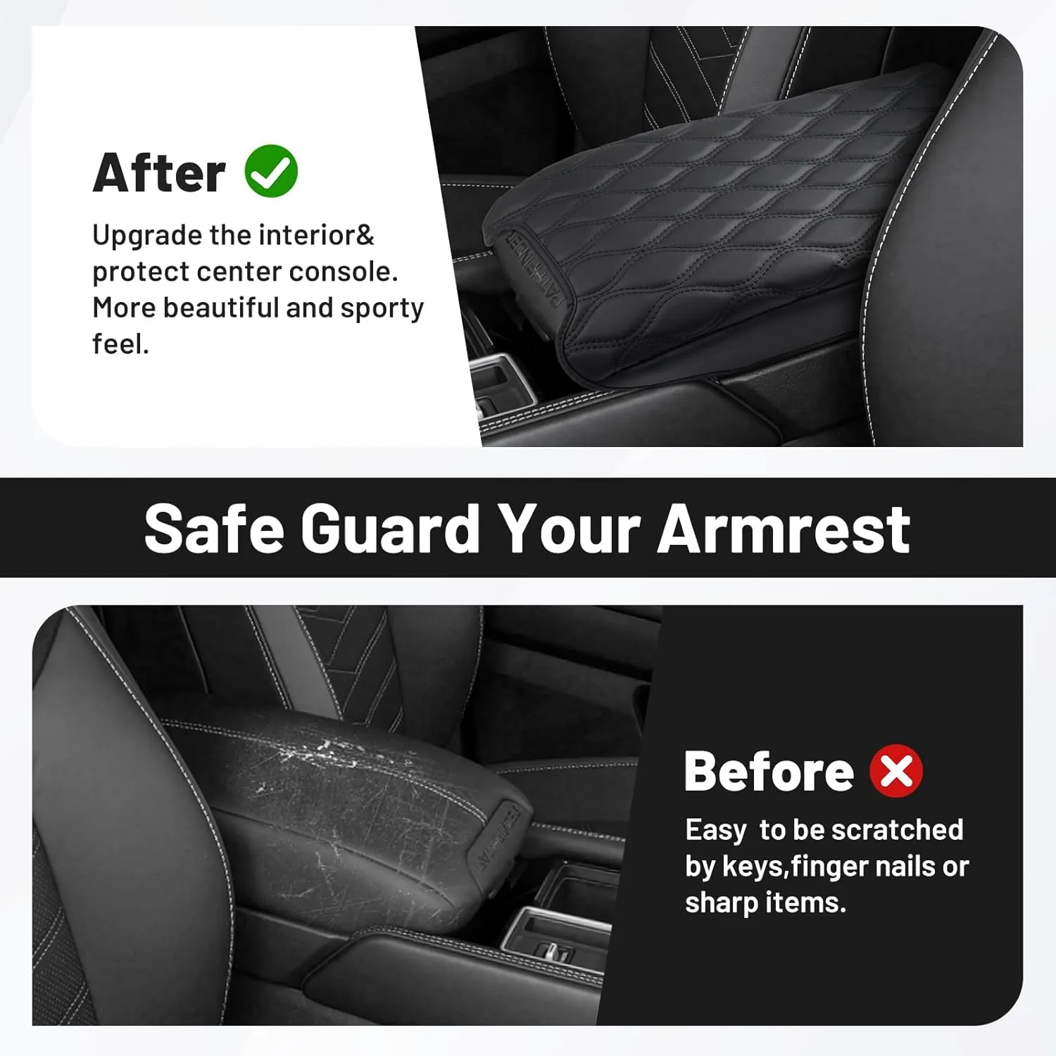 Autorder Center Console Cover for Nissan Pathfinder 2022 2023 2024 2025 Accessories Armrest Cushion Cover Nappa Leather Middle Console Covers Pathfinder Console Cushion Pad Anti-Scratch
