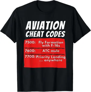 Aviation Cheat Codes Transponder - Pilot Traffic Controller T-Shirt