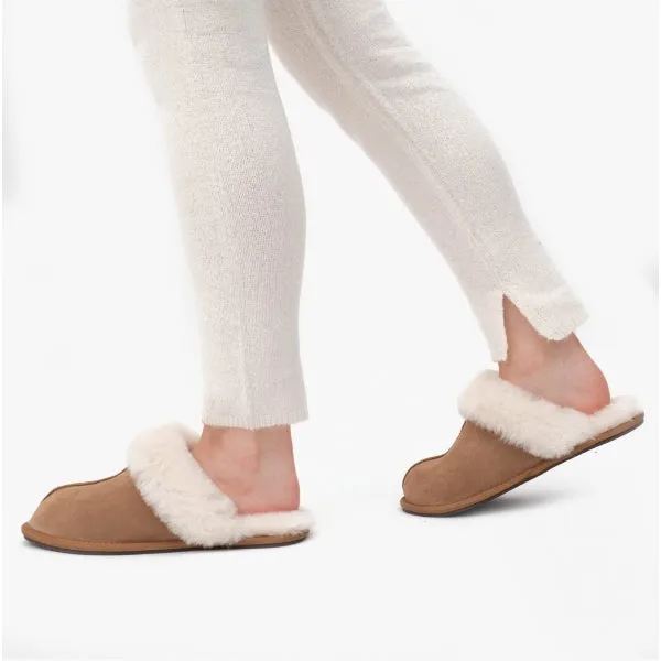AYLA Ladies Real Sheepskin Mule Slippers Chestnut