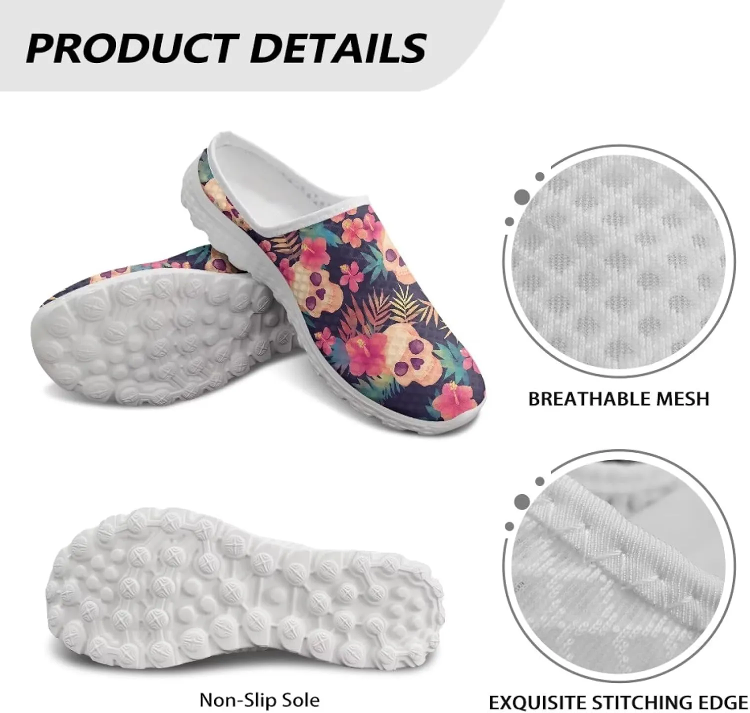 Backless Mesh Mule Shoes for Women Breathable Light Non-Slip Casual Shoe, Easy On-Off for Walking, Office, Trip