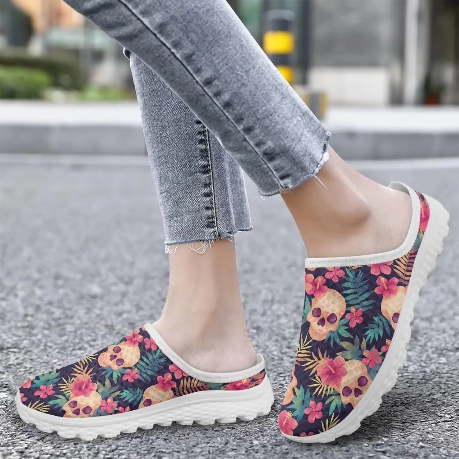 Backless Mesh Mule Shoes for Women Breathable Light Non-Slip Casual Shoe, Easy On-Off for Walking, Office, Trip
