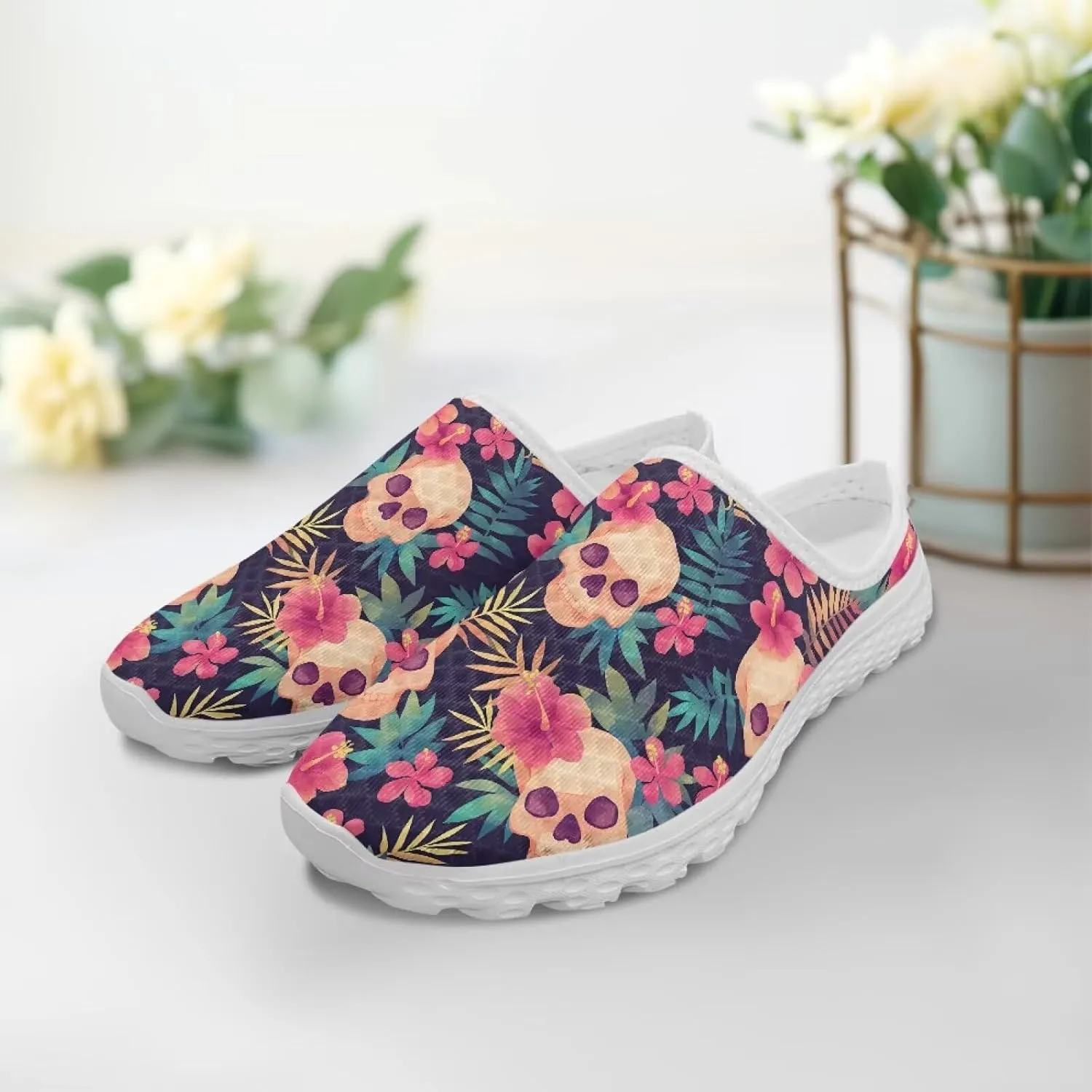 Backless Mesh Mule Shoes for Women Breathable Light Non-Slip Casual Shoe, Easy On-Off for Walking, Office, Trip