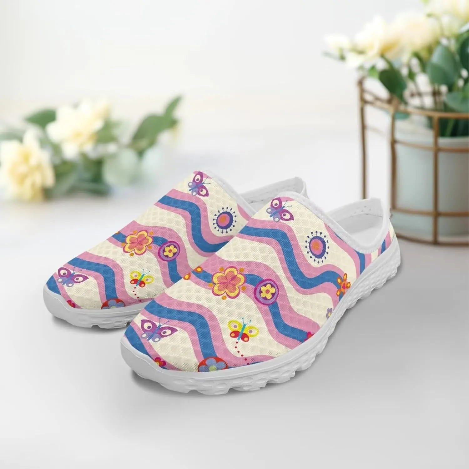 Backless Mesh Mule Shoes for Women Breathable Light Non-Slip Casual Shoe, Easy On-Off for Walking, Office, Trip