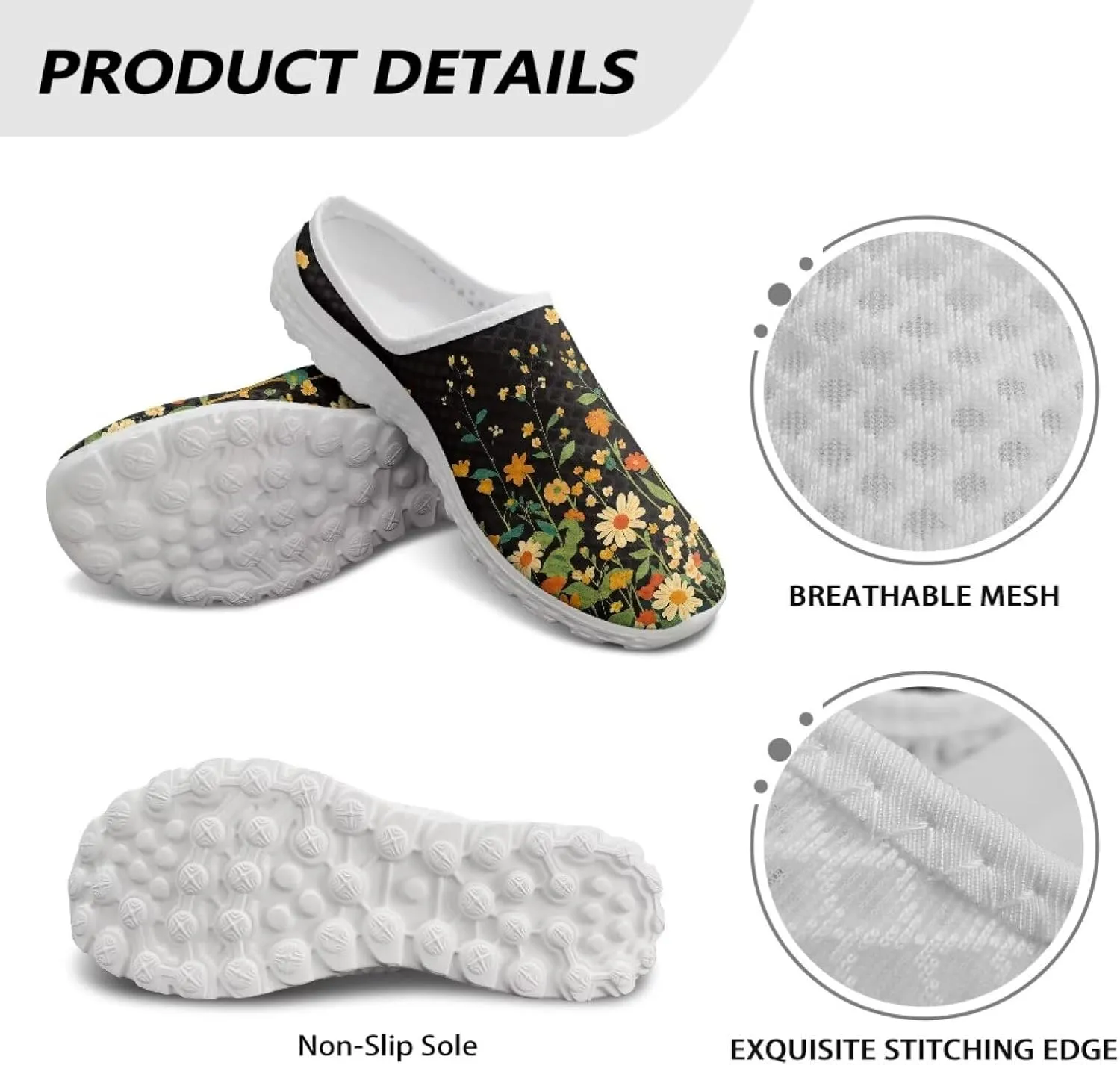 Backless Mesh Mule Shoes for Women Summer Light Breathable Shoe, Non-Slip, Easy Wear for Walking and Parties