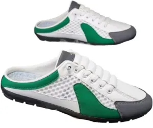 Backless Tennis Shoes for Men Wide Mule Sneakers Slip on House Slippers Platform Lace Up Mesh Breathable Lightweight Casual Walking Slides Office Business Casual Sport Shoes Running Travel Driving