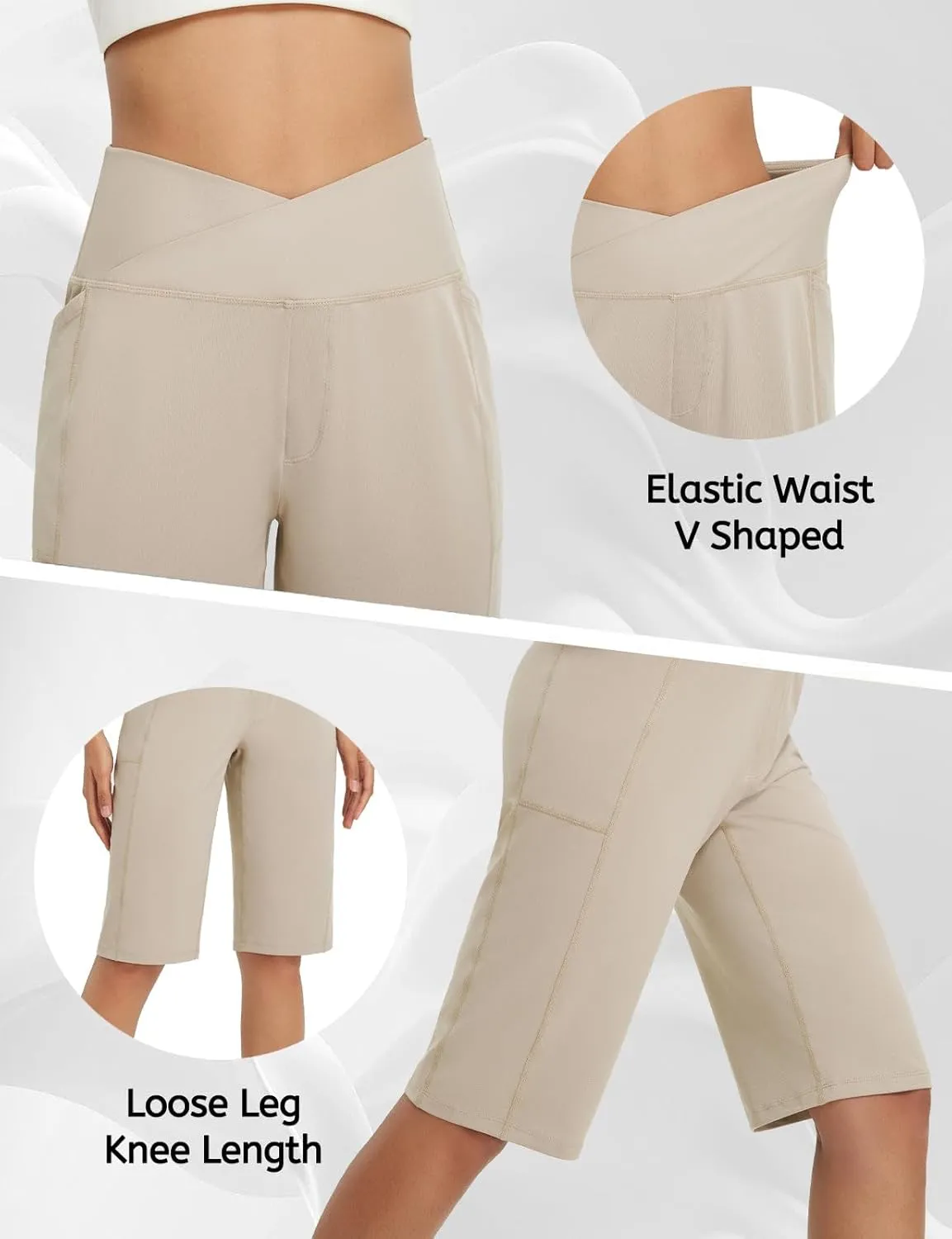 baleaf Womens Bermuda Long Shorts 14" Knee Length Capris High Waisted Athletic Shorts with Pockets Summer Stretch Loose