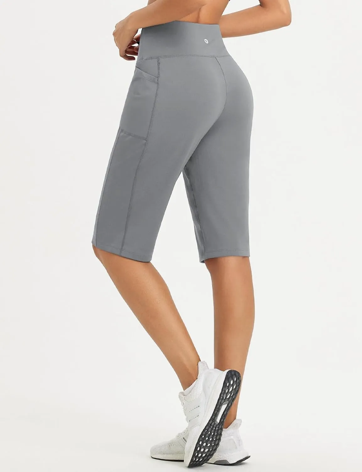 baleaf Women's Bermuda Long Shorts 14" Knee Length High Waisted Athletic Shorts with Pockets Stretch Soft Loose Casual Summer