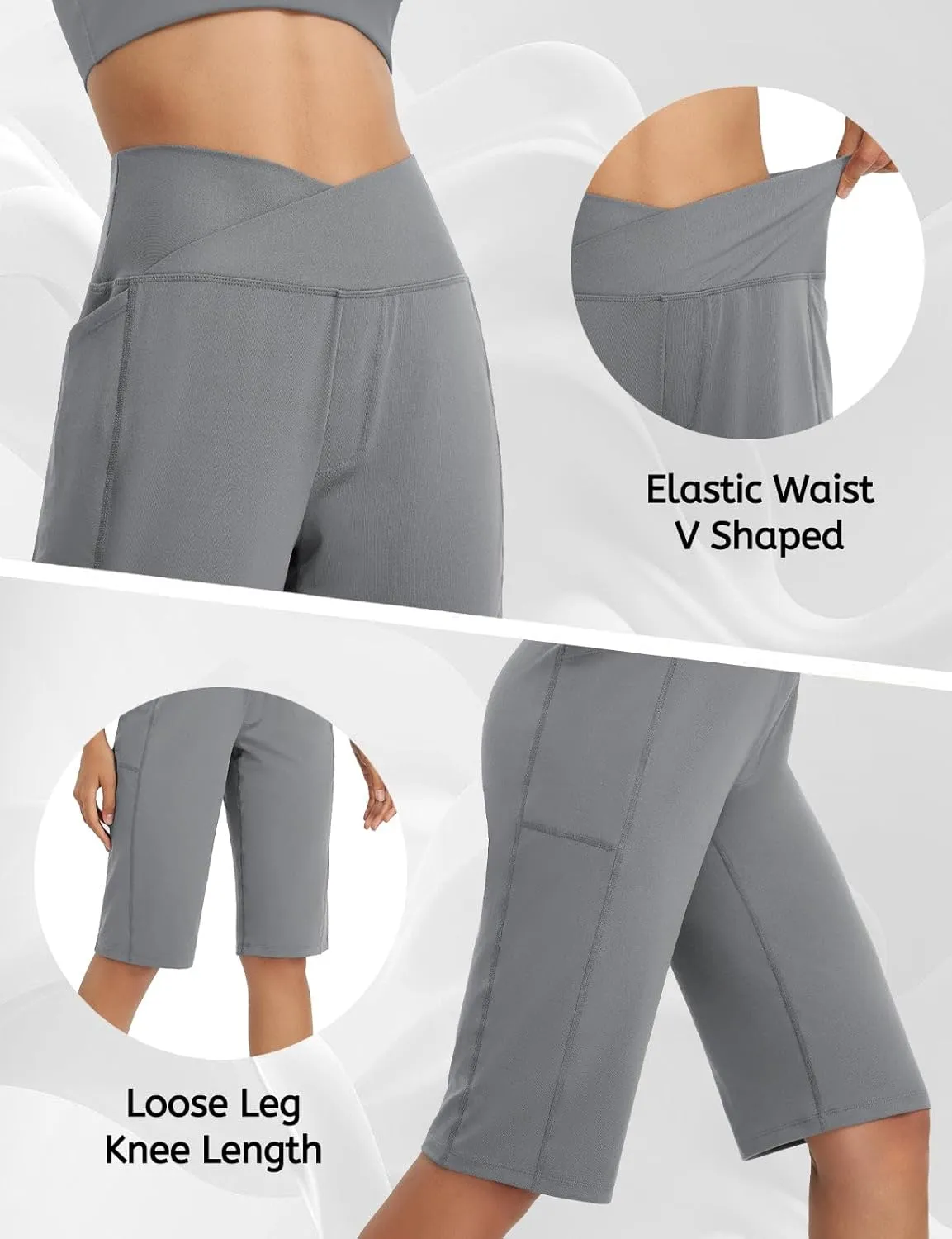 baleaf Women's Bermuda Long Shorts 14" Knee Length High Waisted Athletic Shorts with Pockets Stretch Soft Loose Casual Summer