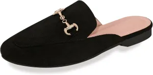 baobeijiadao Womens Closed Round Toe Mules Comfortable Buckle Flats Mules Slip On Backless Loafers for Women