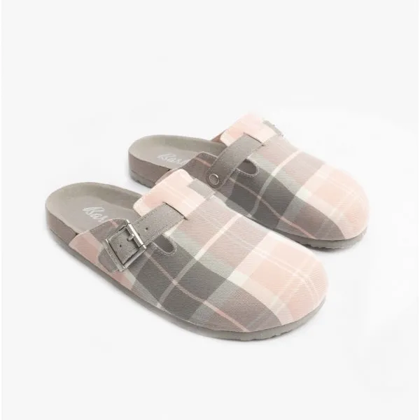 Barbour AINSLEY Womens Mule Slippers Pink/Grey Tartan