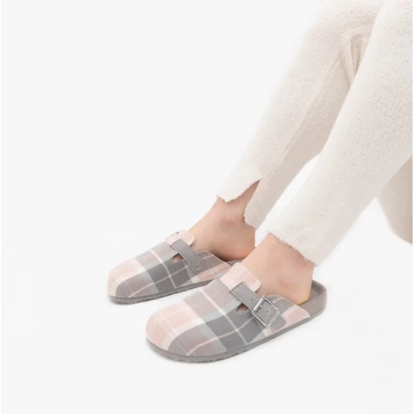 Barbour AINSLEY Womens Mule Slippers Pink/Grey Tartan