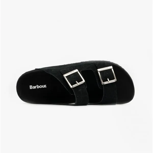 Barbour EDDIE Mens Suede Mule Slippers Black
