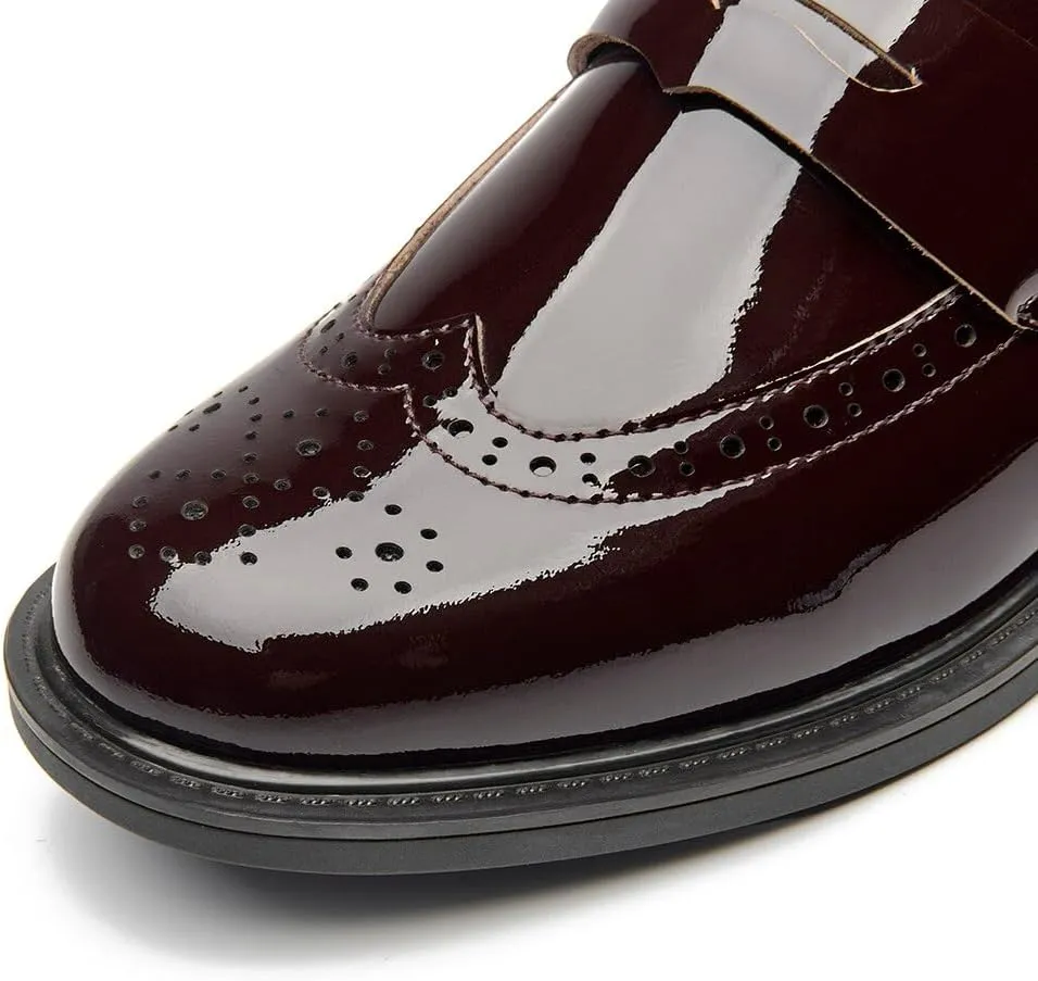 BEAU TODAY Flat Loafers for Women, Women’s Leather Penny Loafers, Slip-on Flats for Women, Comfortable Dressy Business Casual Office Non-Slip Round Toe Loafers