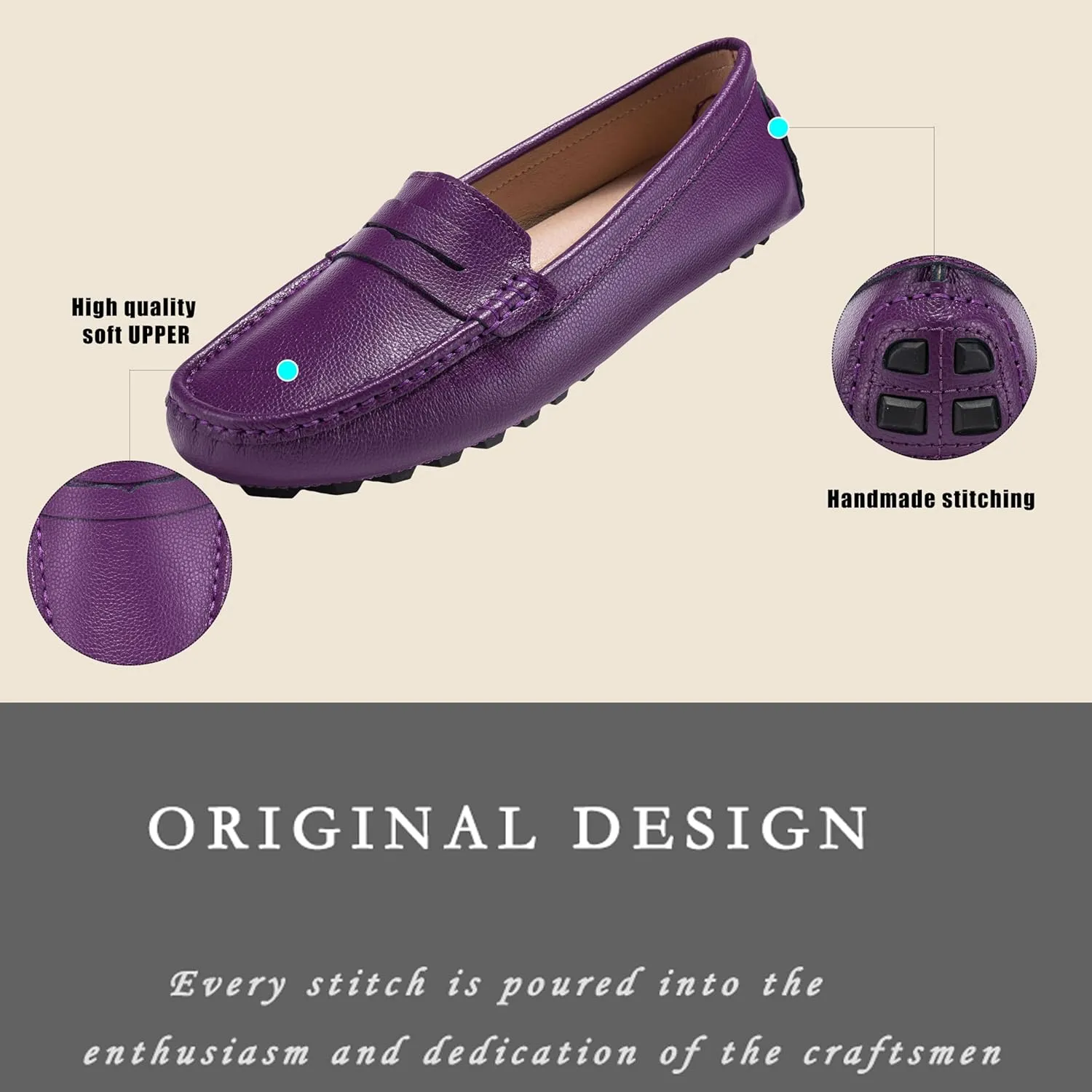 BEAUSEEN Women's Genuine Leather Penny Loafers Classic Driving Moccasins Casual Slip On Comfort Women Loafer Shoes