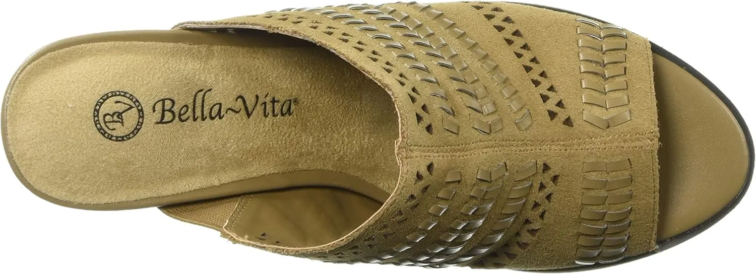 Bella Vita Women's Koraline Slide Sandal on Block Heel Mule