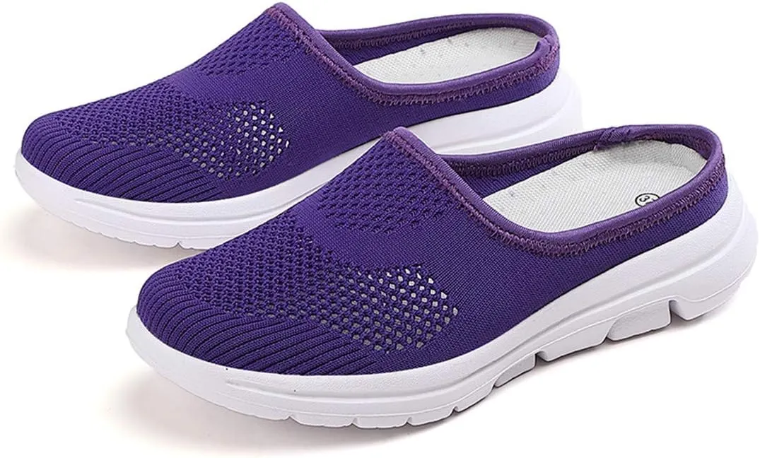 BIFINI Womens Backless Sneakers Mesh Slip-on Mule Shoes Breathable Slippers