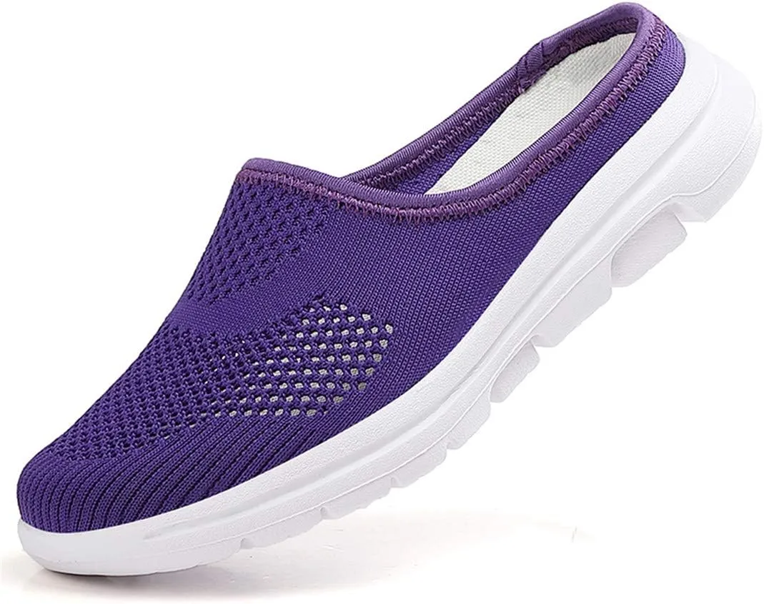 BIFINI Womens Backless Sneakers Mesh Slip-on Mule Shoes Breathable Slippers
