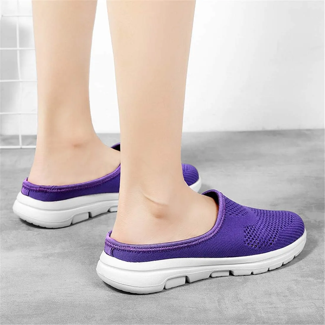 BIFINI Womens Backless Sneakers Mesh Slip-on Mule Shoes Breathable Slippers