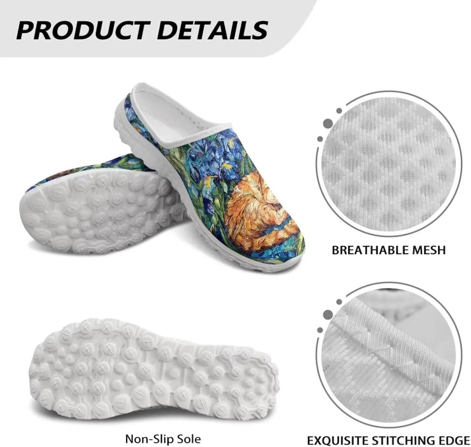 Binienty Clogs for Women Slip on Mesh Mule Shoes Arch Support Garden Clogs with EVA Sole