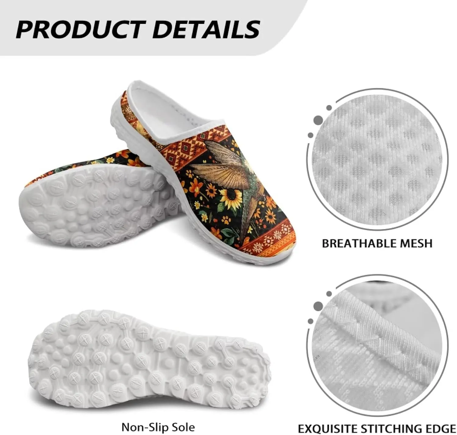 Binienty Womens Mule Shoes Slip on Mesh Garden Clogs Fashion Four Seasons Walking Shoe Outdoor Footwear