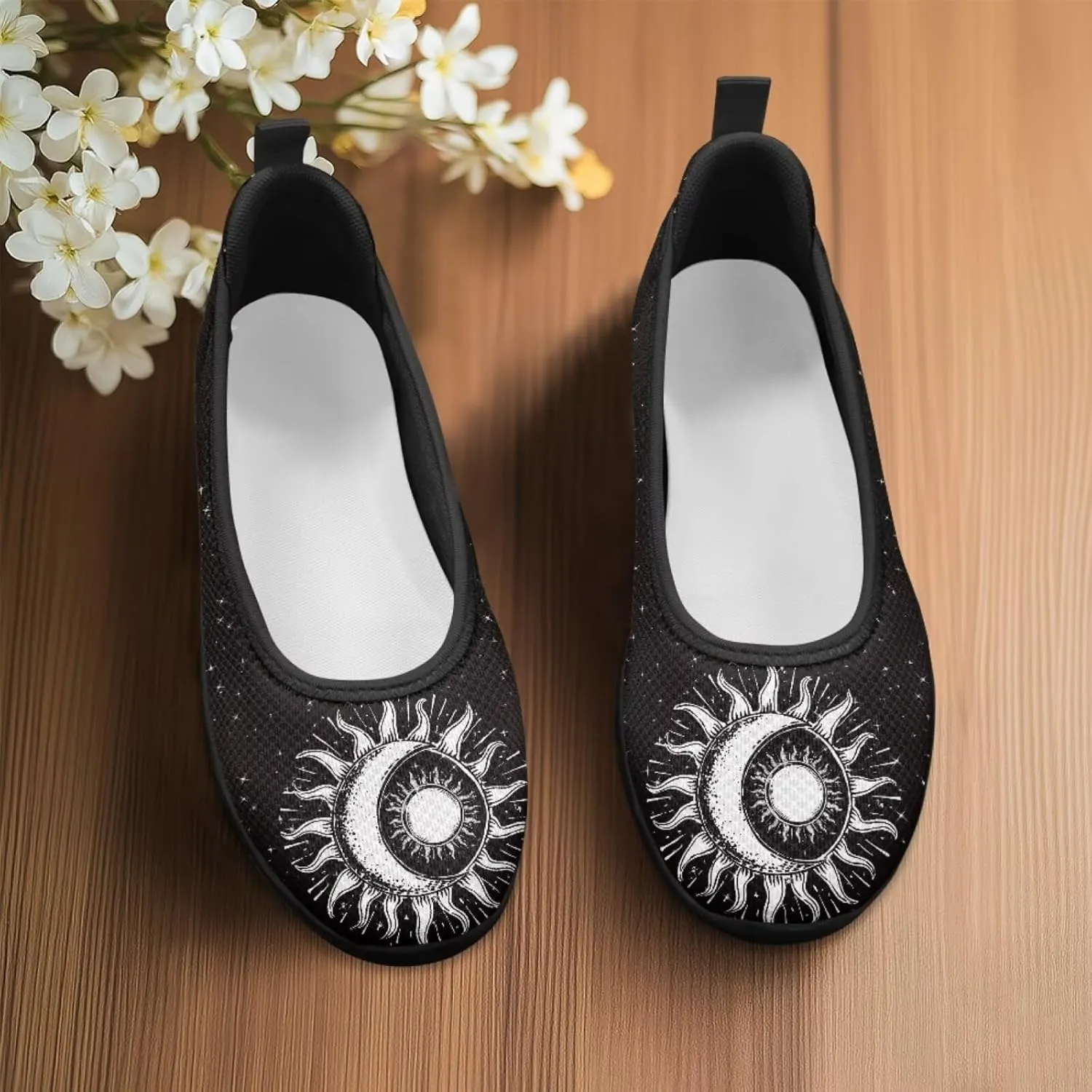 Binienty Women's Slip on Sneaker Shoe Fashion Ballet Loafer Flats Stretch Knit Upper Arch Support Nurse Teacher Shoes