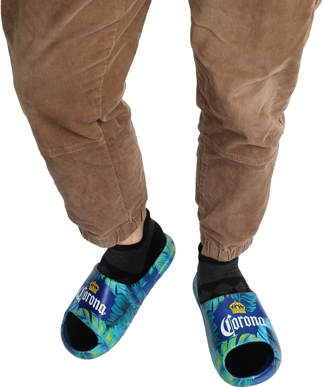 Bioworld Corona Palm Leaf Logos Men's Blue Single Molded Slide Sandals