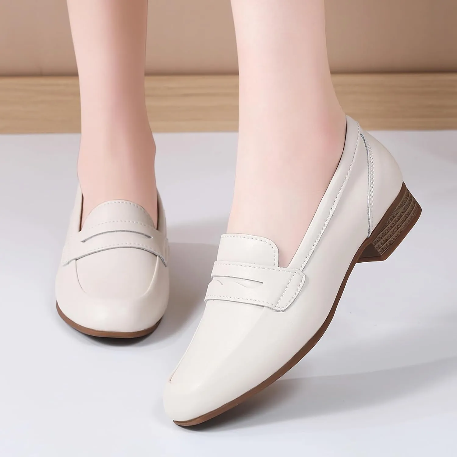 Black Women's Loafers & Slip-ons Flats Penny Round Toe Non-Slip Classic Business Casual Comfortable Dressy Office Work Slip On Shoes