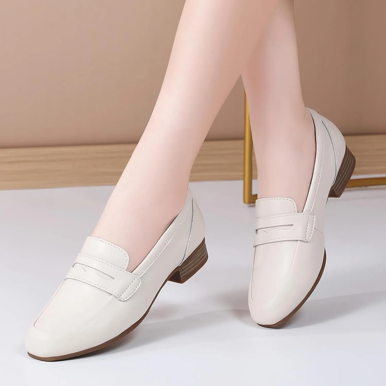 Black Women's Loafers & Slip-ons Flats Penny Round Toe Non-Slip Classic Business Casual Comfortable Dressy Office Work Slip On Shoes