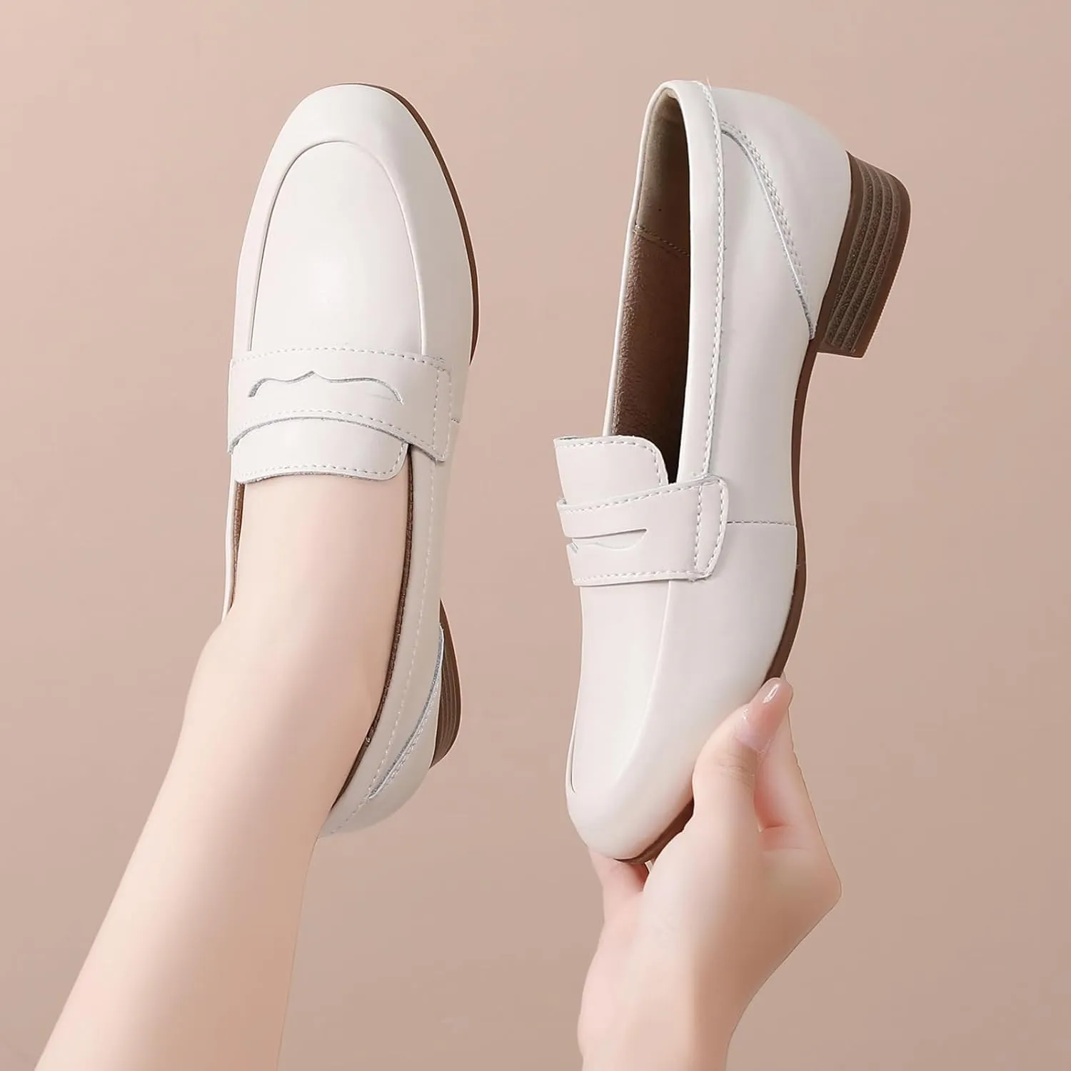 Black Women's Loafers & Slip-ons Flats Penny Round Toe Non-Slip Classic Business Casual Comfortable Dressy Office Work Slip On Shoes