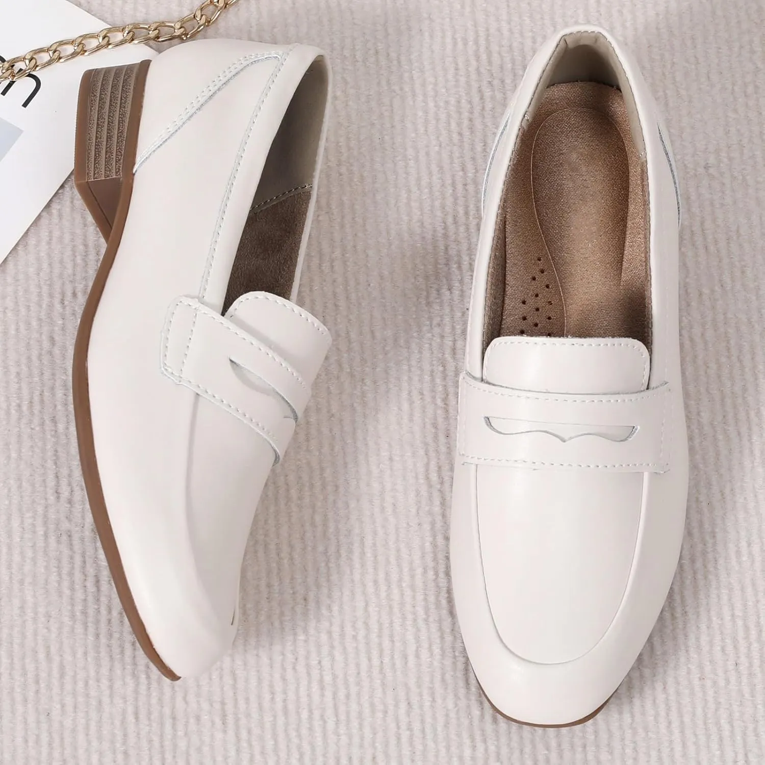 Black Women's Loafers & Slip-ons Flats Penny Round Toe Non-Slip Classic Business Casual Comfortable Dressy Office Work Slip On Shoes