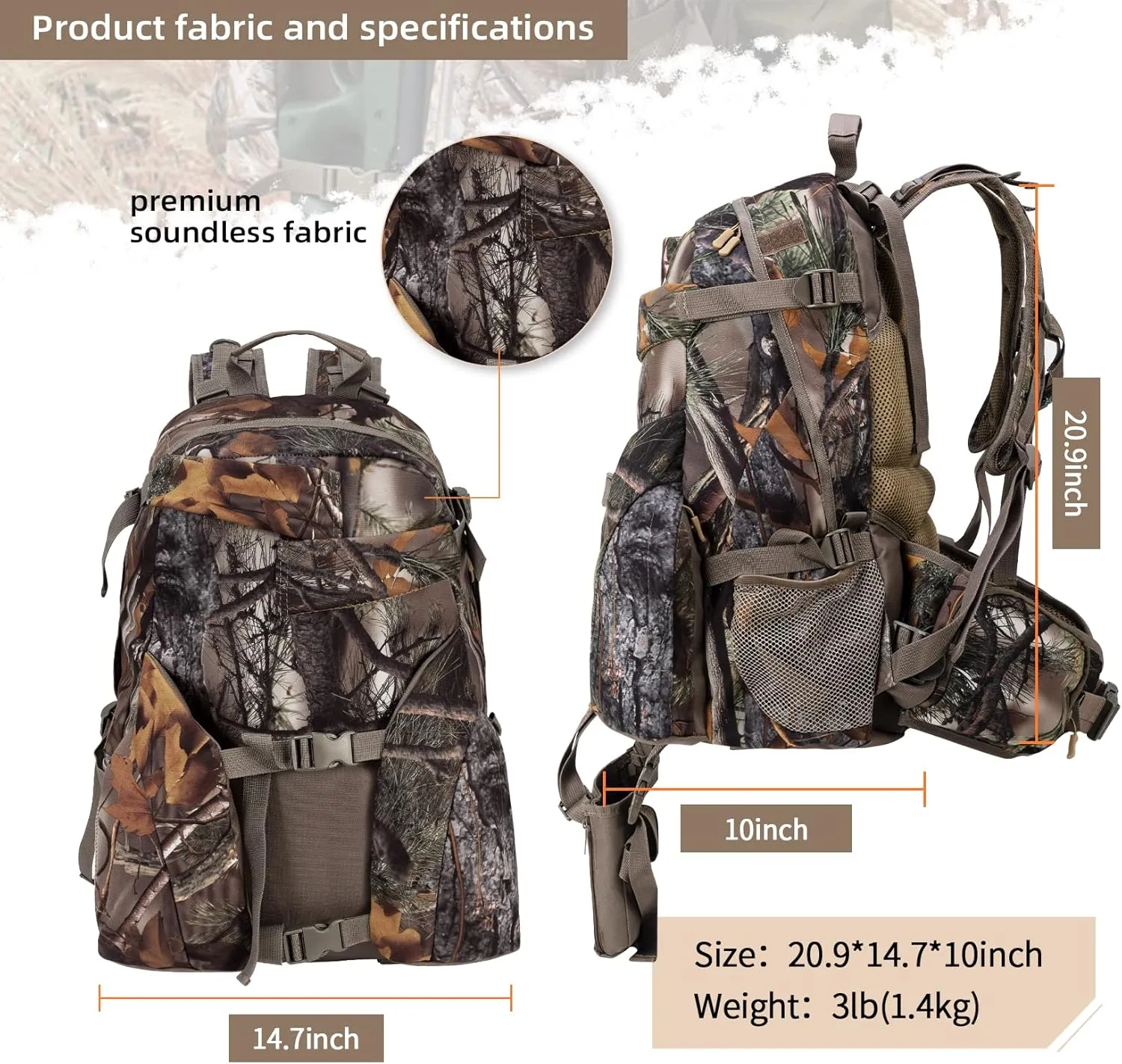 BLISSWILL Hunting Backpack Outdoor Gear Hunting Daypack for Rifle Bow Gun Hunting Gifts for Men