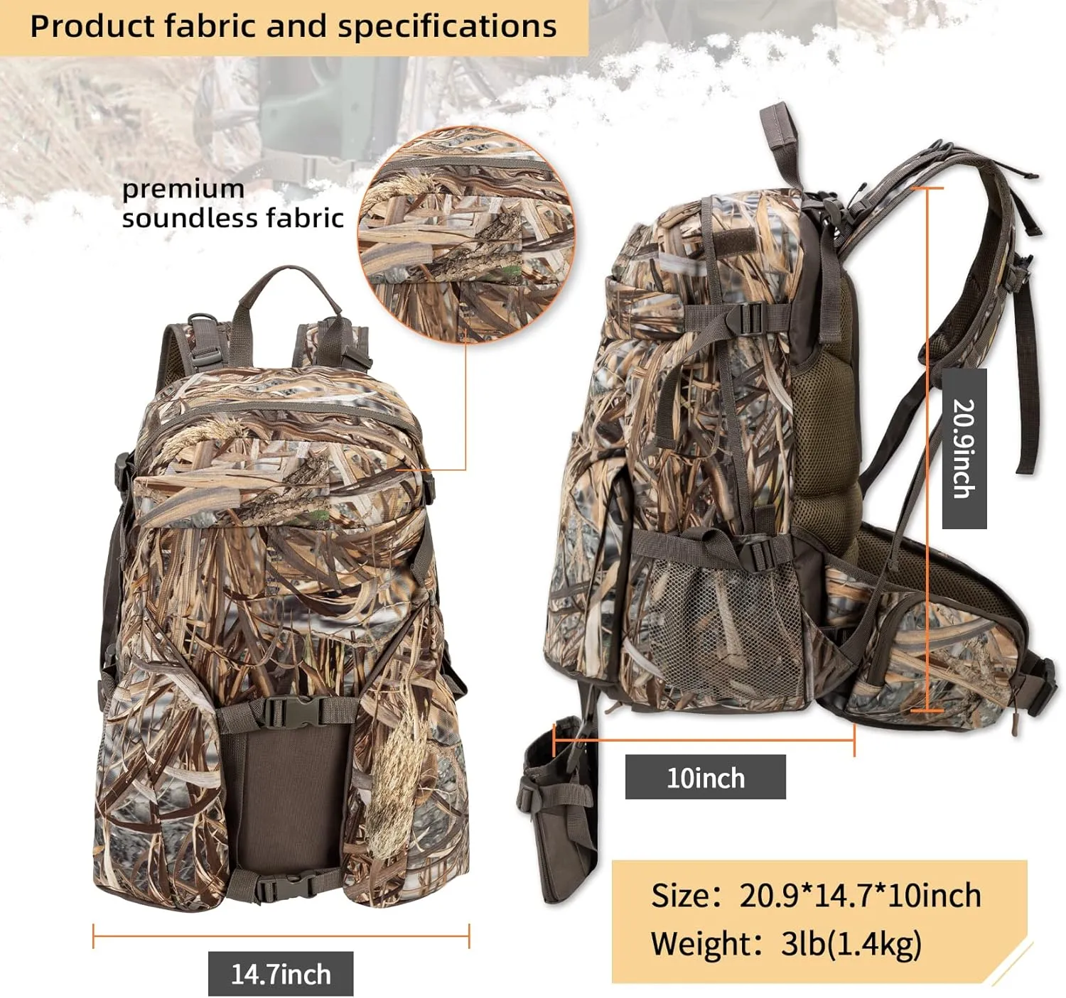 BLISSWILL Hunting Backpack Outdoor Gear Hunting Daypack for Rifle Bow Gun Hunting Gifts for Men