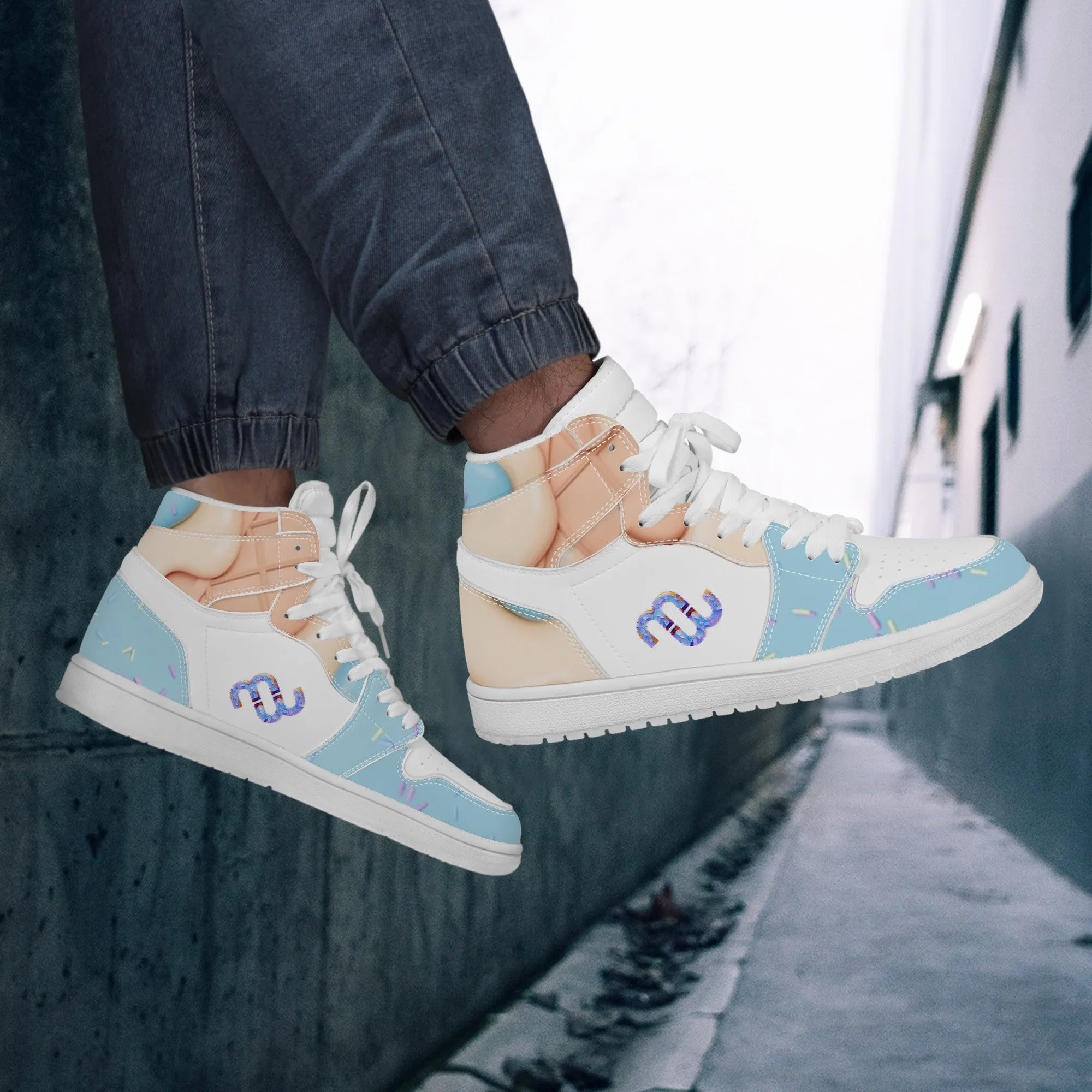 blue D17 Top-tier options Bushae Synthetic Cream Sneaker Top Leather High Money Trustworthy Ice