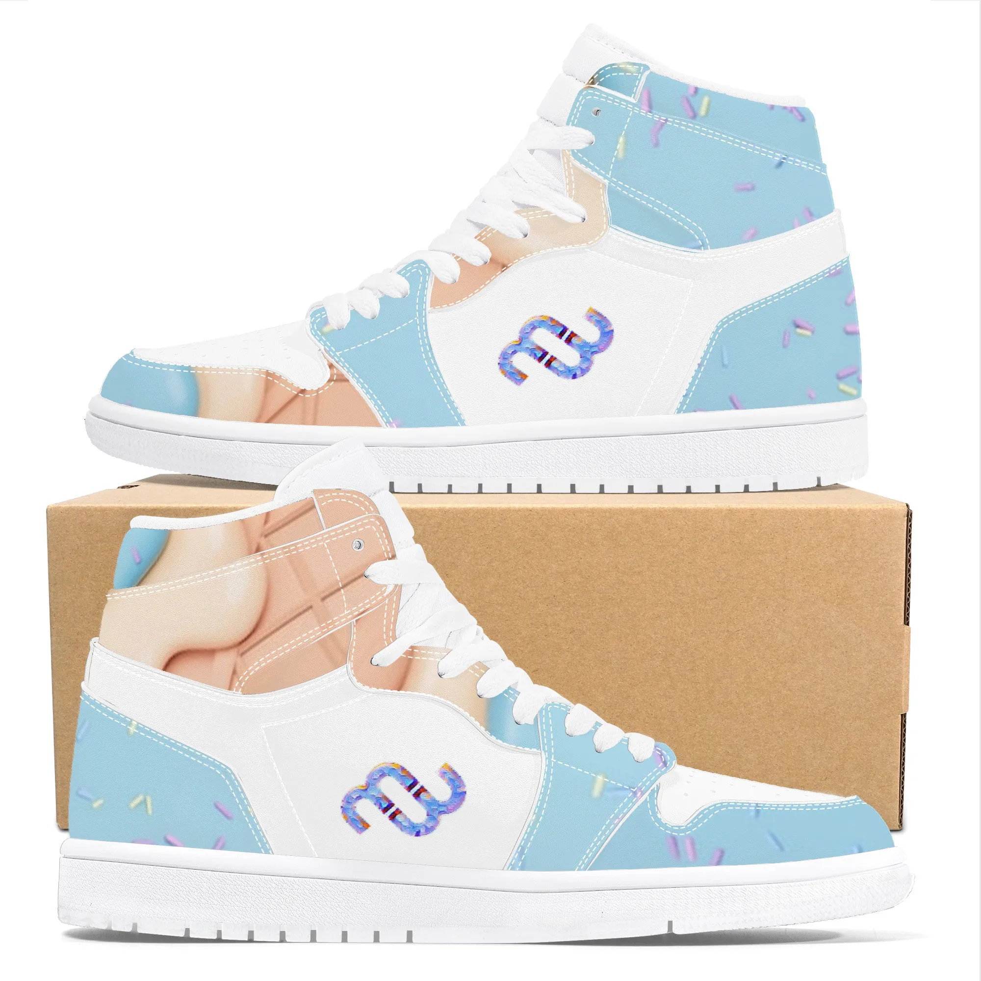 blue D17 Top-tier options Bushae Synthetic Cream Sneaker Top Leather High Money Trustworthy Ice