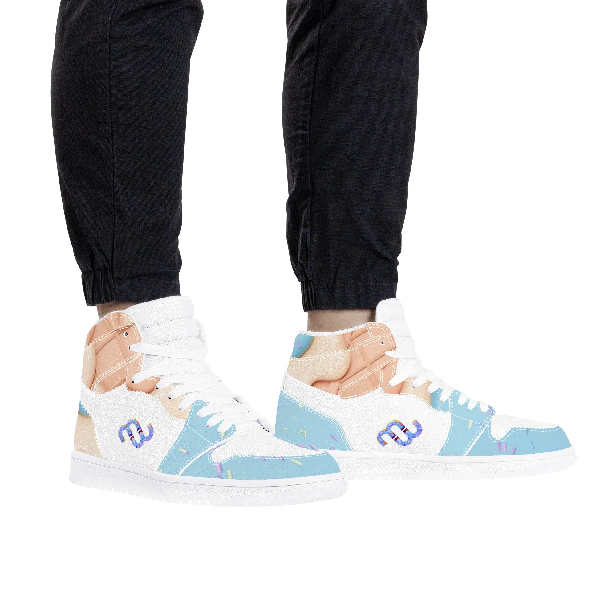 blue D17 Top-tier options Bushae Synthetic Cream Sneaker Top Leather High Money Trustworthy Ice