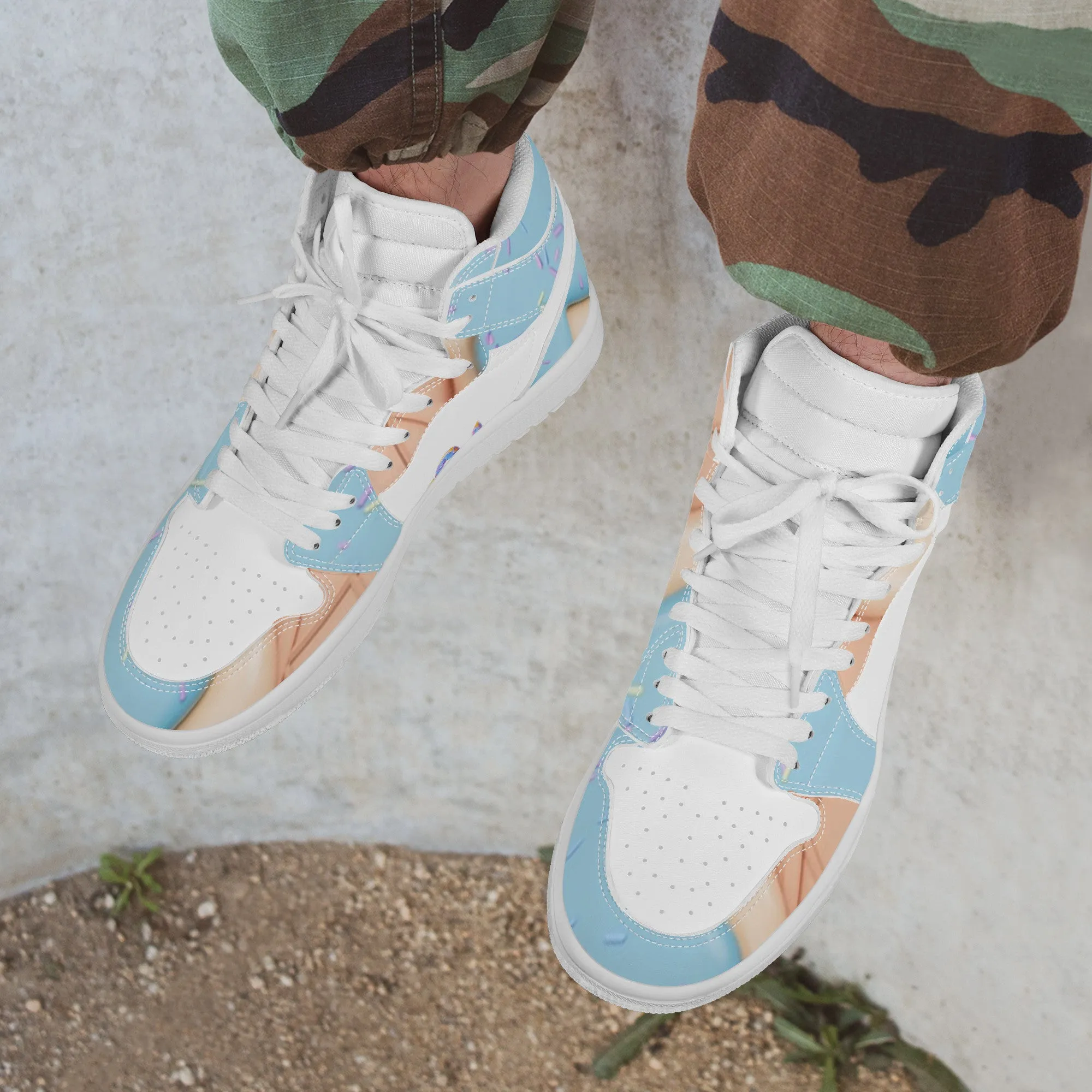 blue D17 Top-tier options Bushae Synthetic Cream Sneaker Top Leather High Money Trustworthy Ice