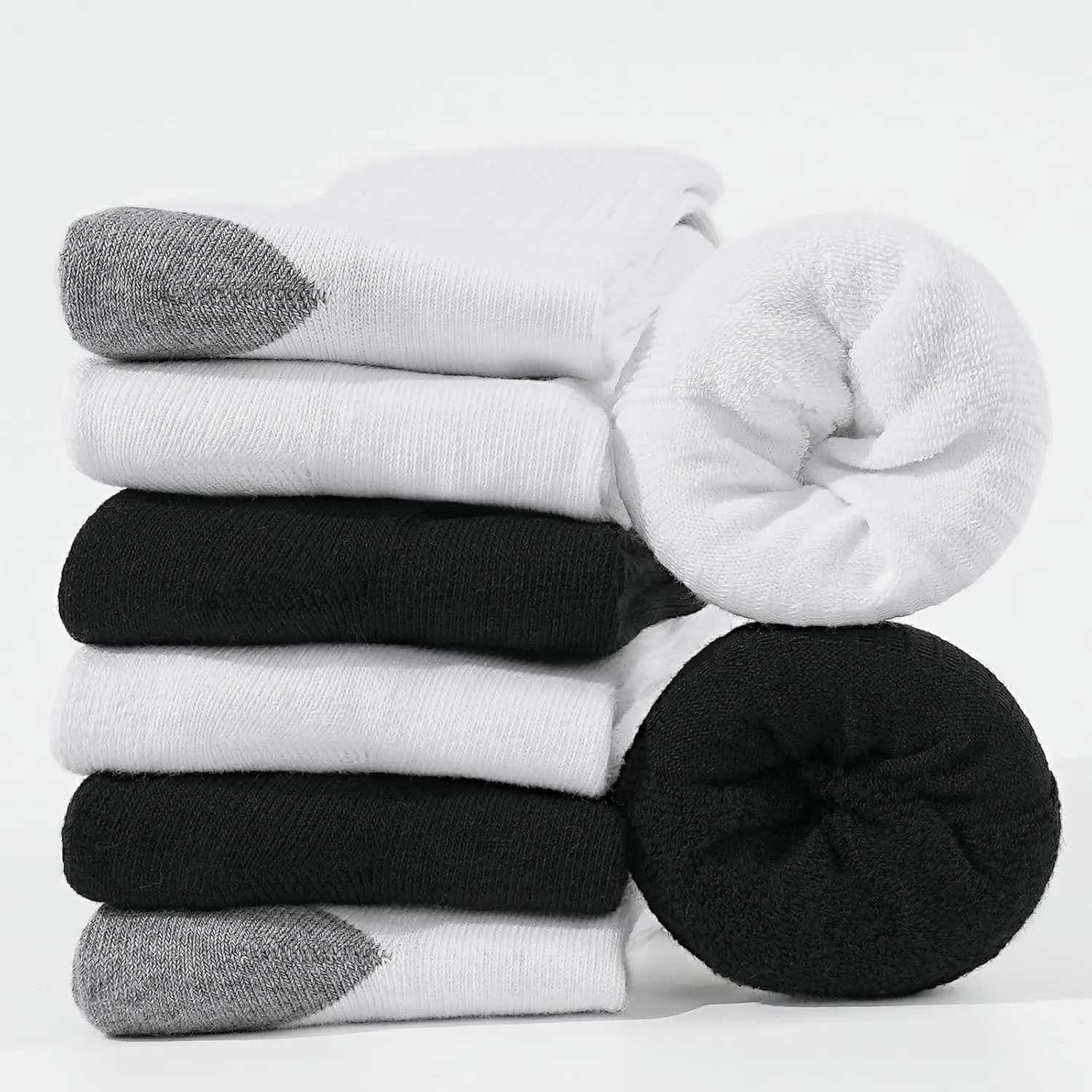 BOOPH Kids Boys Girls Athletic Crew Socks Performance Cushioned Thick Cotton Socks for 5-14 Years 6 Pairs