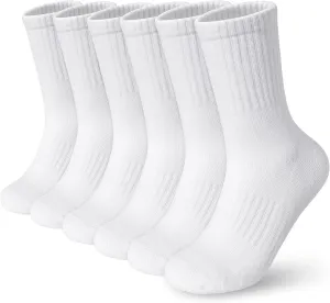 BOOPH Kids Boys Girls Athletic Crew Socks Performance Cushioned Thick Cotton Socks for 5-14 Years 6 Pairs