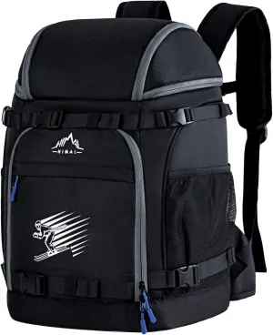Boot Bag, 50L Ski Backpack for Helmet, Goggles, Gloves, Skis, Snowboard & Accessories