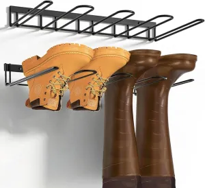 Boot Rack - 4-Pair Wader Hangers Wall Mount Sturdy Metal Cowboy Boot Hangers - Wall Boots Holder Storage Organizer for Closet, Entryway, Indoor, Garage