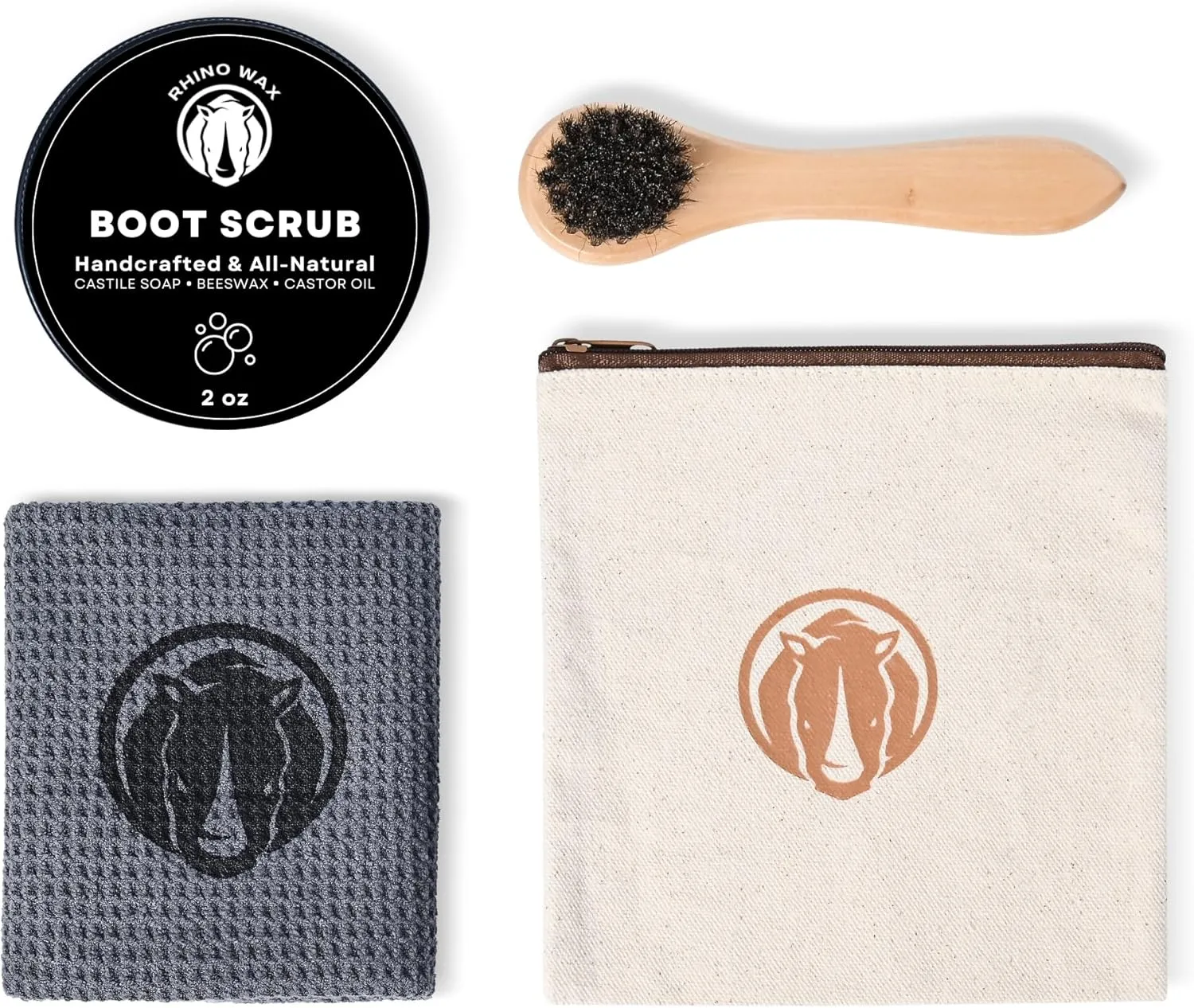 Boot Scrub Kit - Deep Cleans Leather Boots with Powerful Scrubbing Formula - Kit Includes Boot-Scrub, Horsehair Brush, and Microfiber Cloth - Removes Caked-on Dirt and Grime - Made in USA