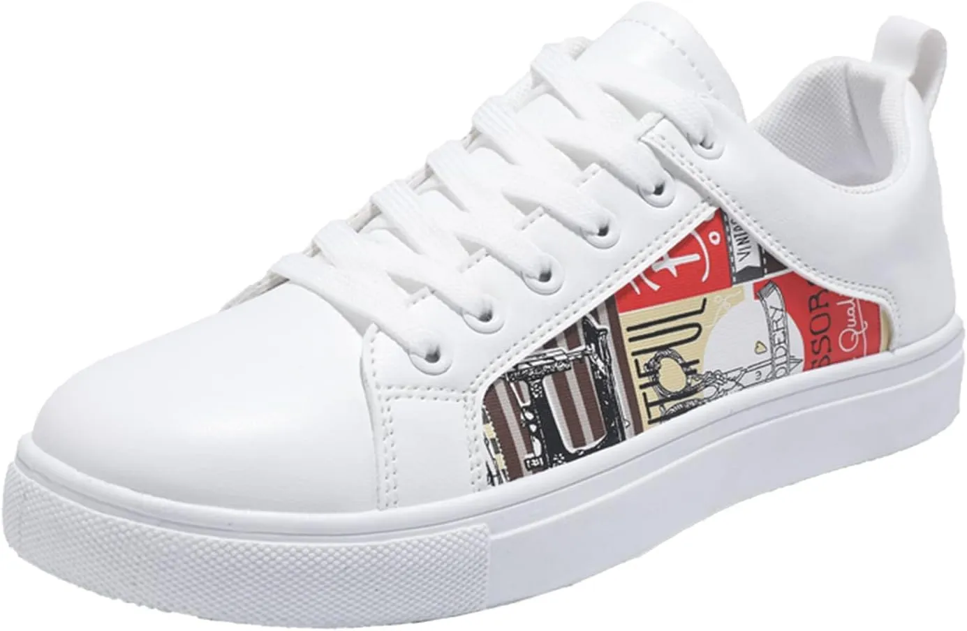 BORAMAX Men's White Casual High Top Fashion Canvas Sneakers