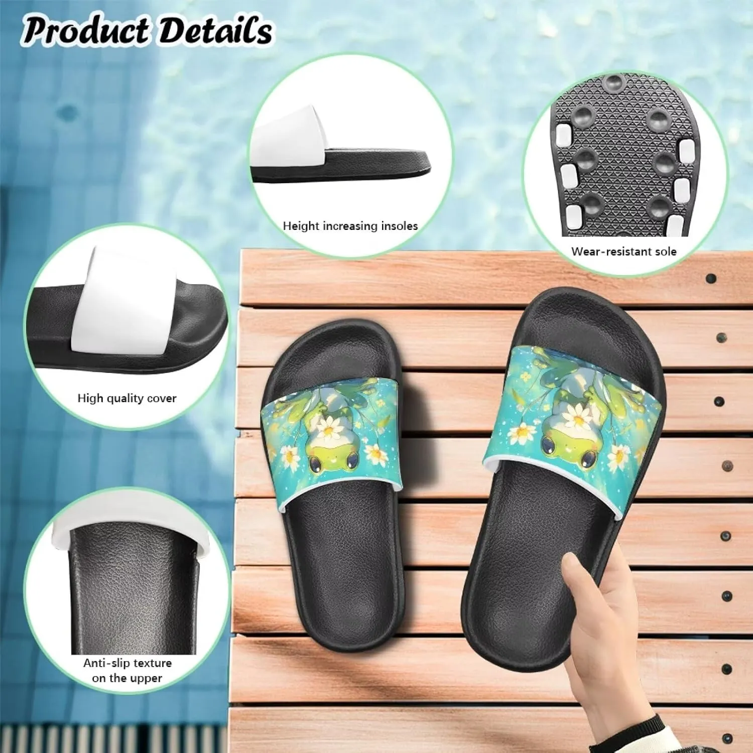 Boy & Girls Slide Sandals Kids Shower Shoes Non Slip Summer Slippers Beach Sandals