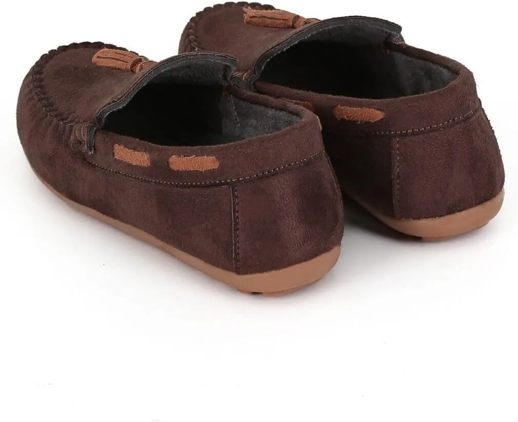 Boys Faux Suede Slip On Loafer Wedding Classic Smart Casual Moccasin Flat Shoes