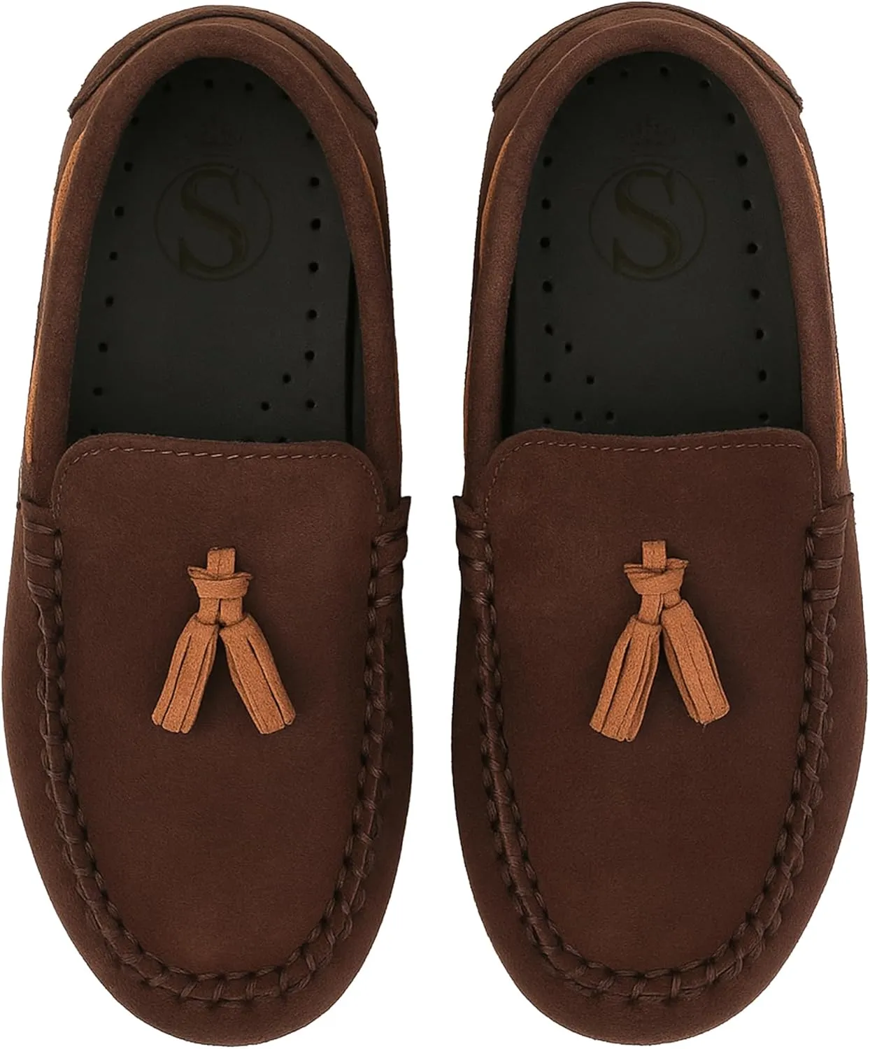 Boys Faux Suede Slip On Loafer Wedding Classic Smart Casual Moccasin Flat Shoes