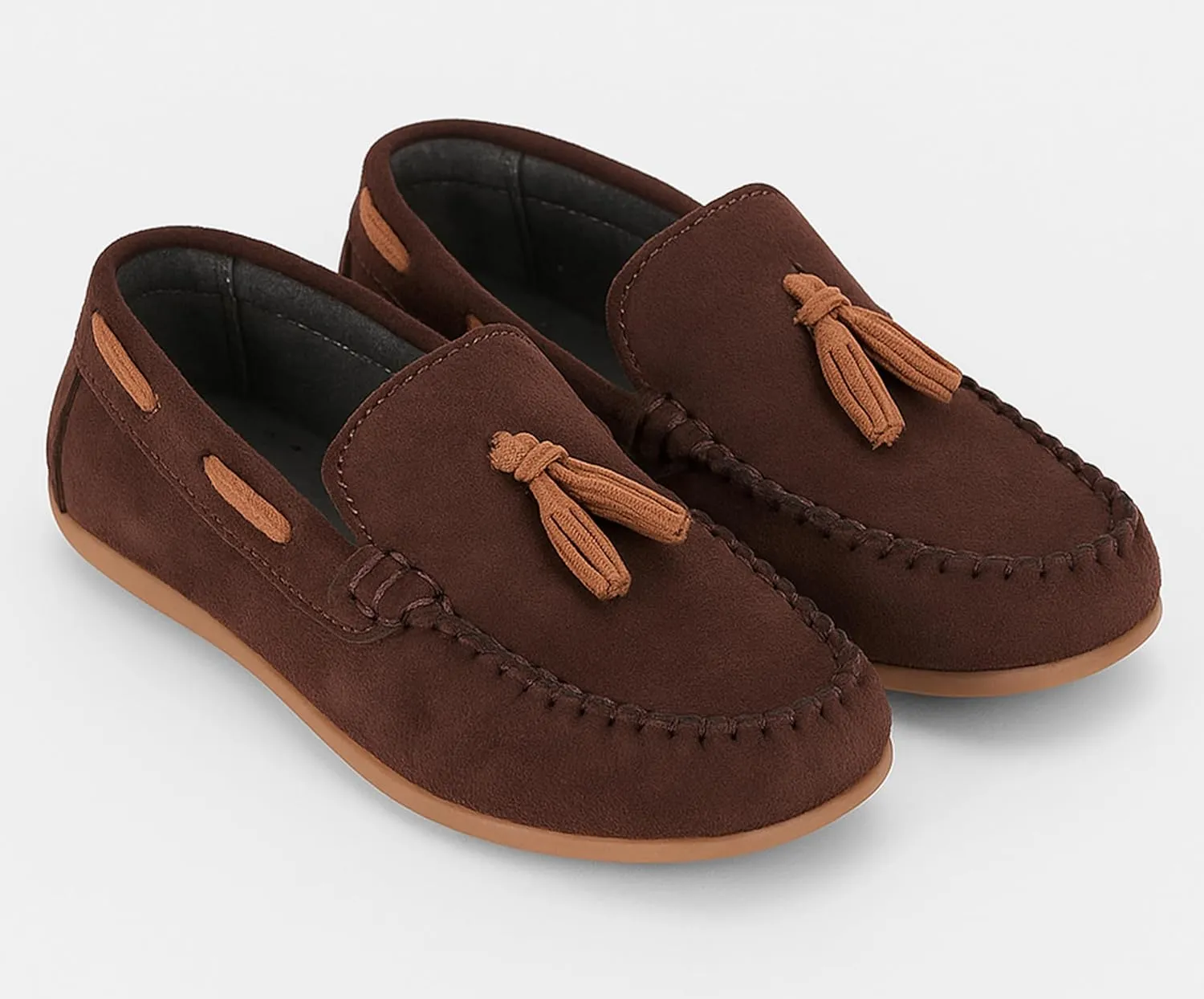Boys Faux Suede Slip On Loafer Wedding Classic Smart Casual Moccasin Flat Shoes