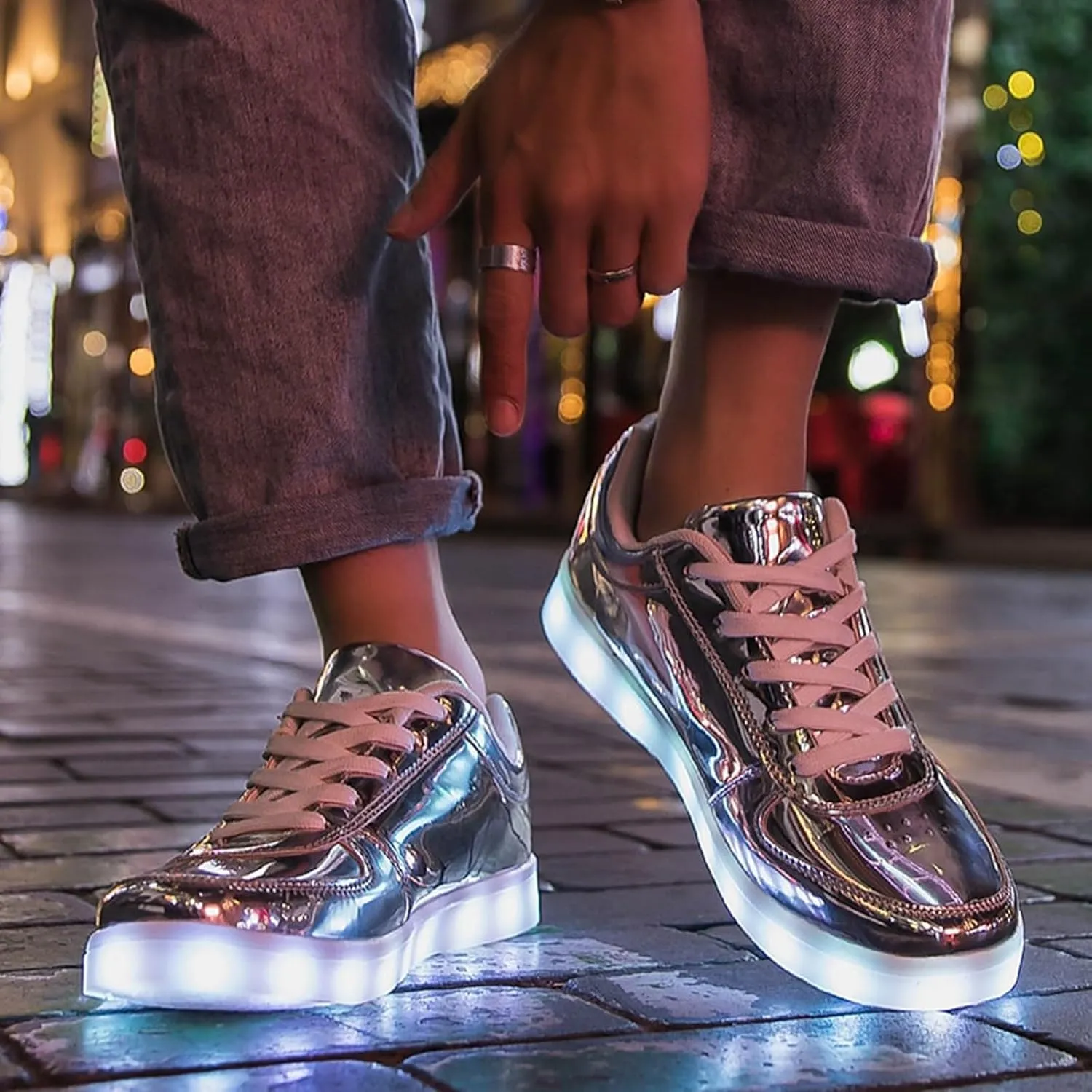 Breathable Dress Sneaker Student Shoes Thick Soled Sports Shoes Fashionable Light USB Rechargeable Skate Sports