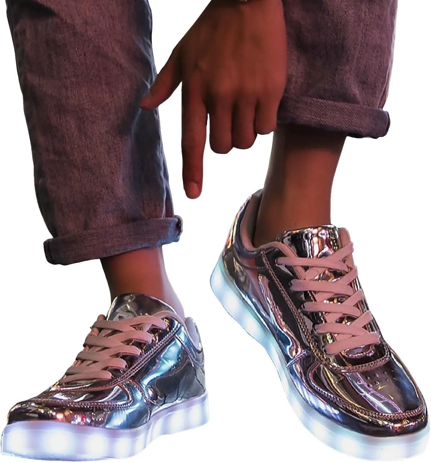 Breathable Dress Sneaker Student Shoes Thick Soled Sports Shoes Fashionable Light USB Rechargeable Skate Sports